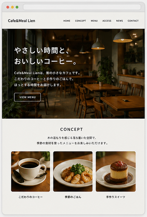 カフェサイト制作イメージ